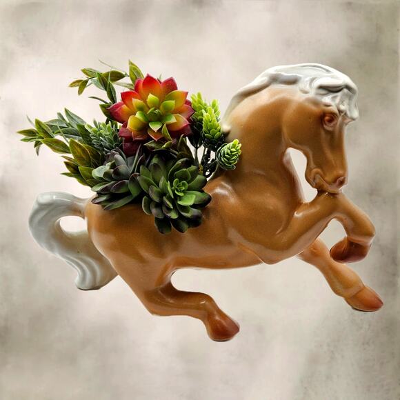 Retro Mid Century 1960s Ceramic Palamino Horse Planter Pot - Picture 2 of 9